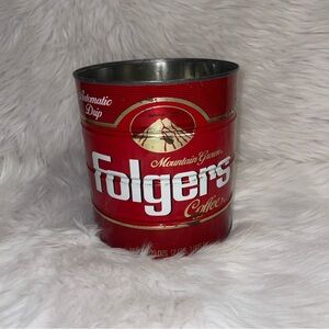 Vintage 1984 Folgers Coffee Can Automatic Drip 2lb 7oz Tin Mountain Grown Empty